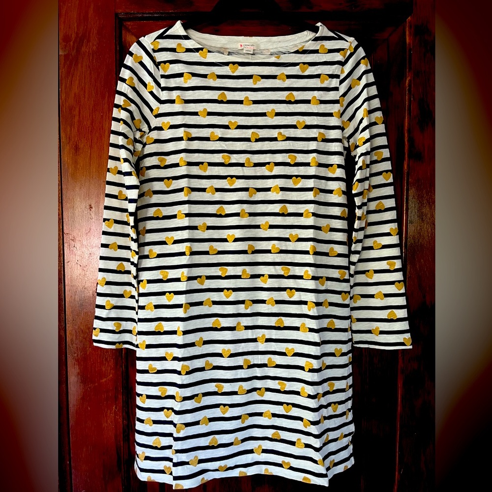 NWT Girls Size XL (13-14) Girls Crewcuts Gold Foil Heart A-Line Dress